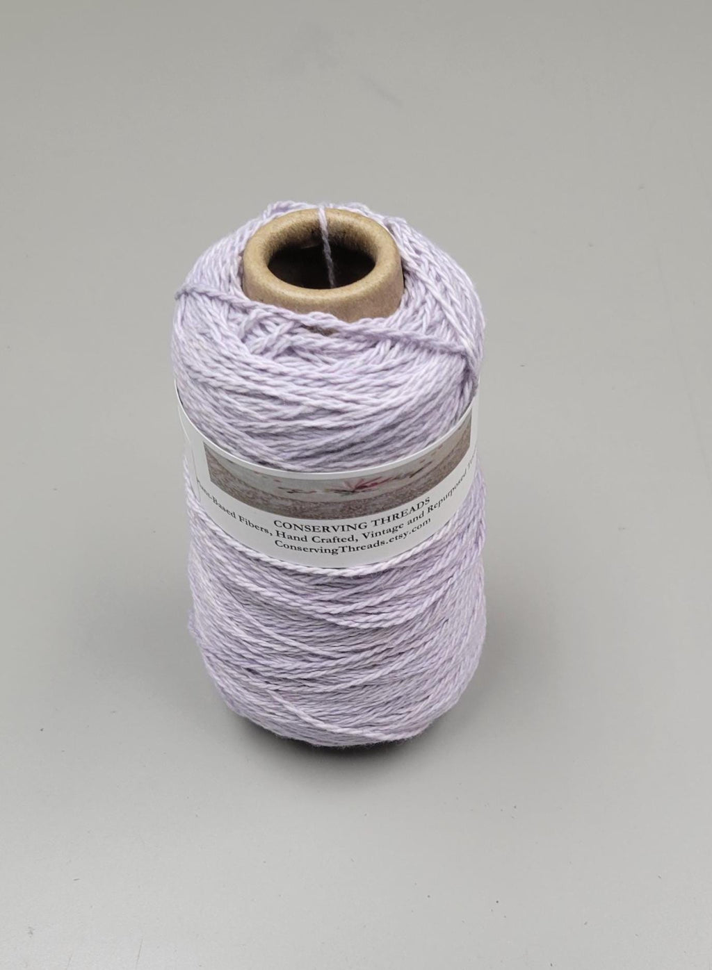 USA Cotton Yarn, Small Batch Dyed Light Purple Gray. Fingering Weight. 340 Yards. Cone