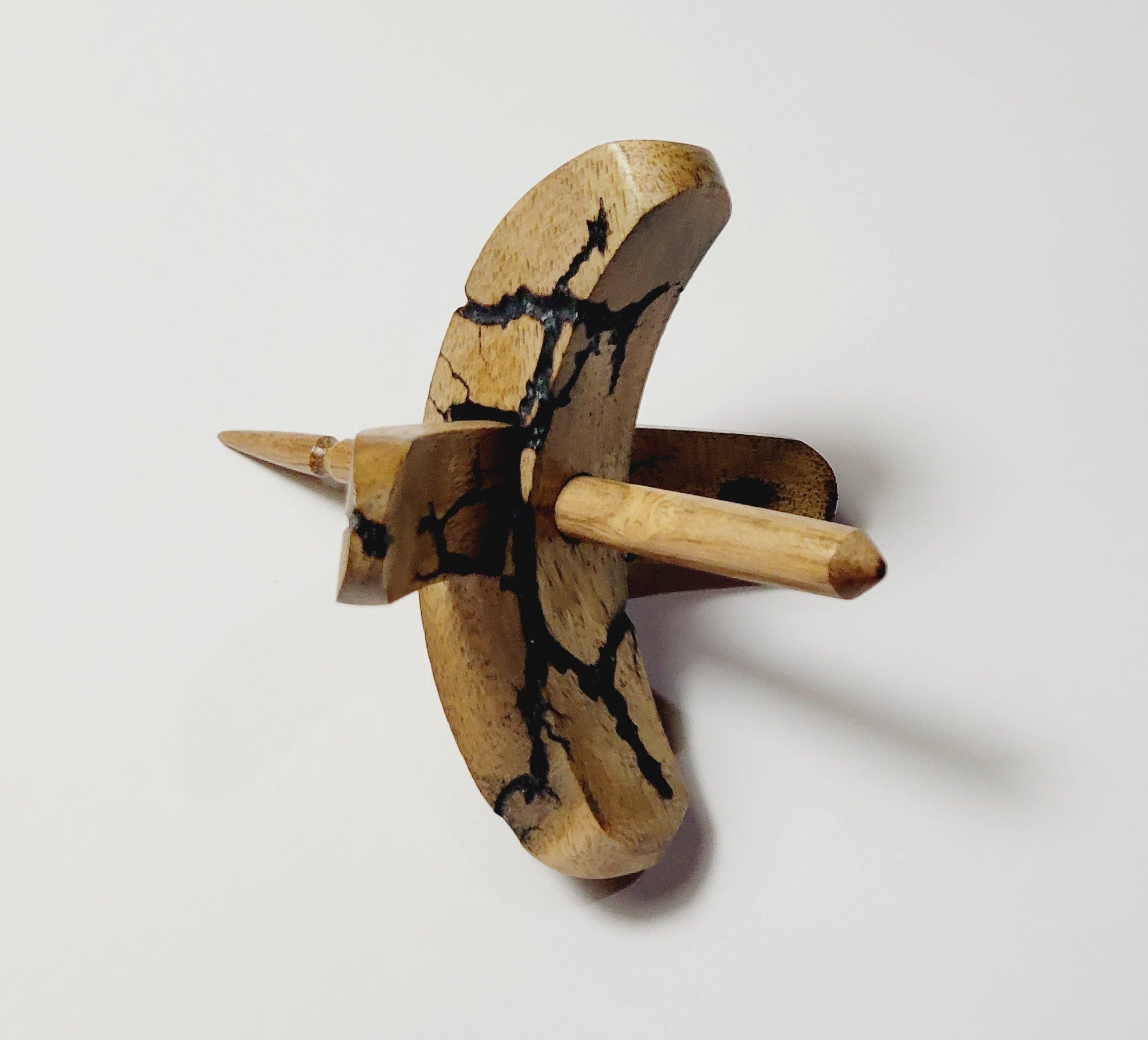 Spindle, Hand-Carved Turkish Style, Reclaimed Mango Wood (Small Black Burl)