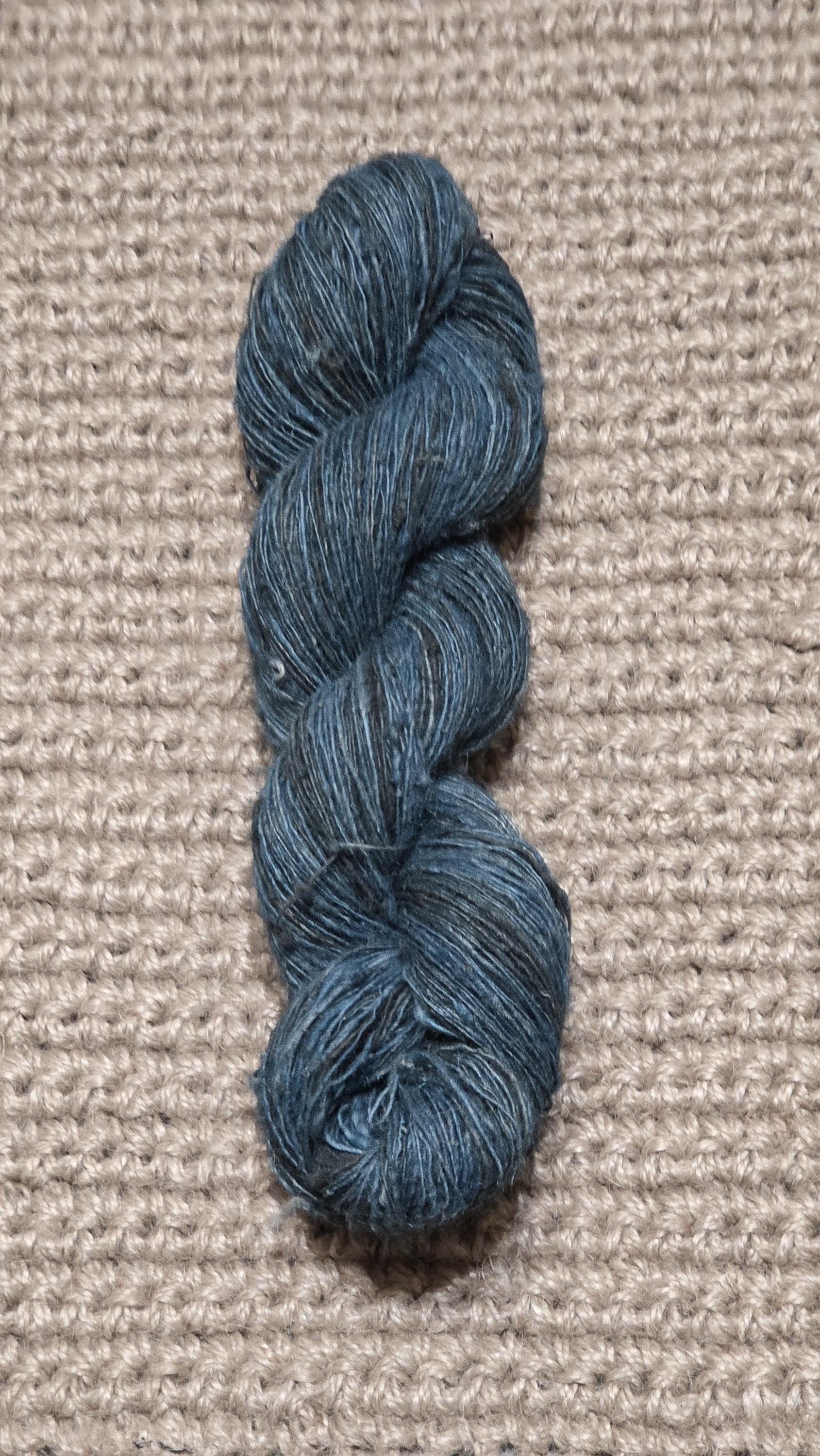 Yarn Nettle, 340 Yards, Blue - Indigo Dyed. Hand-Spun Skein.