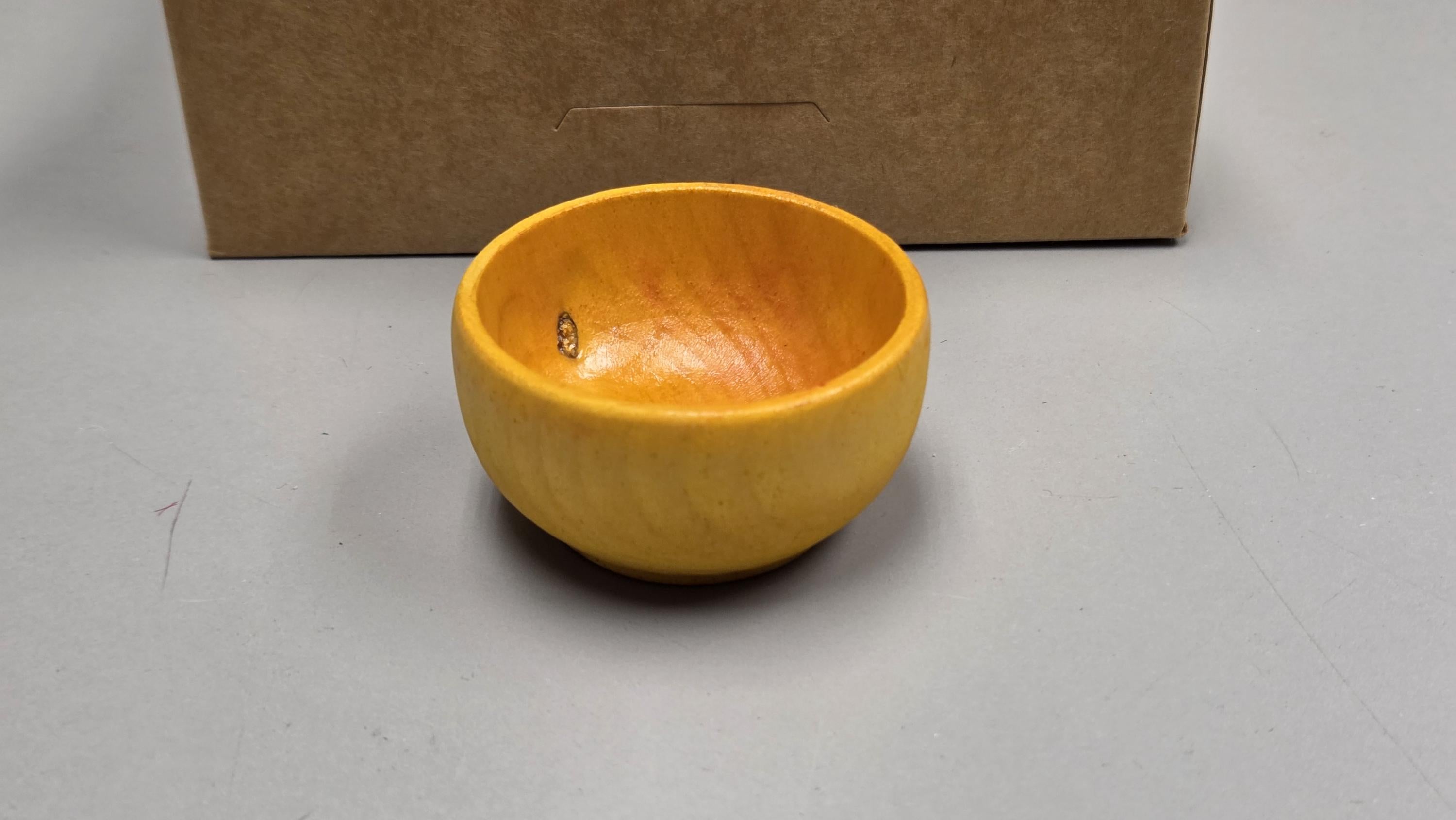 Spin Cotton Fiber Kit. Natural Upland Cotton Sliver. Hand-Painted Wood Support Bowl and Brass Tahkli Spindle. SK24 Yellow