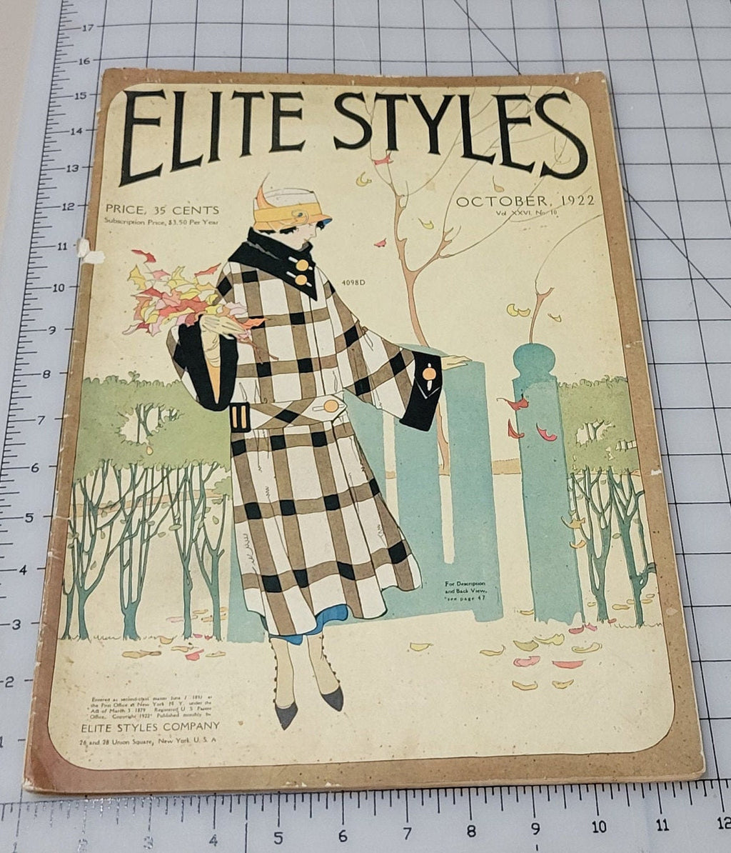 Elite Styles October 1922 Original Dressmaker Tailor Fashion Catalog Ladies