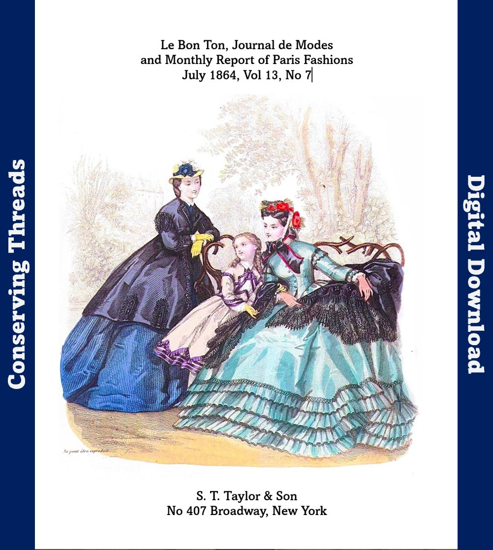 Le Bon Ton Journal de Modes. 1864 July, Vol 13, No 7. Catalog. E-book DOWNLOAD.📥