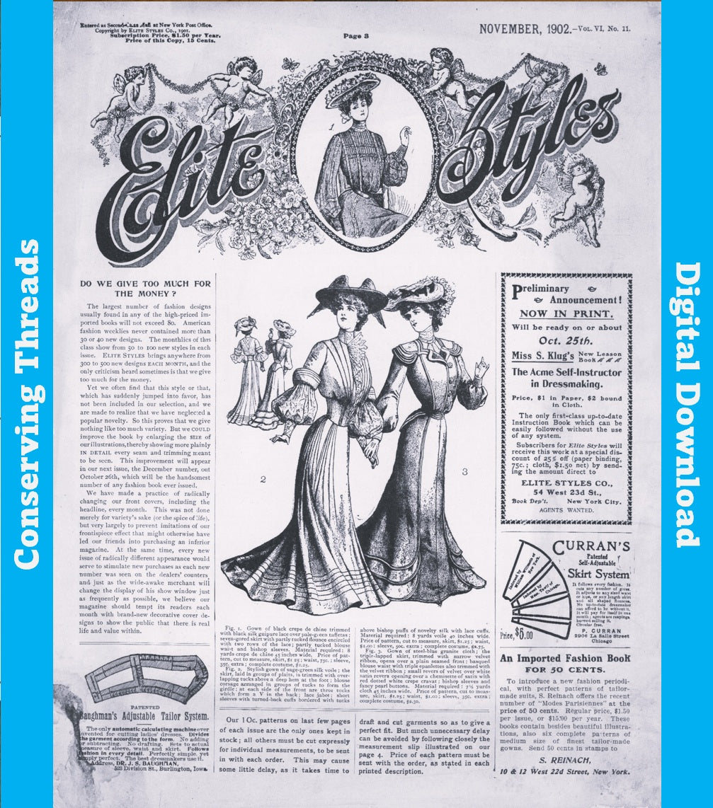 Elite Styles, 1902 November, Vol VI No 11, E-book INSTANT DOWNLOAD.📥