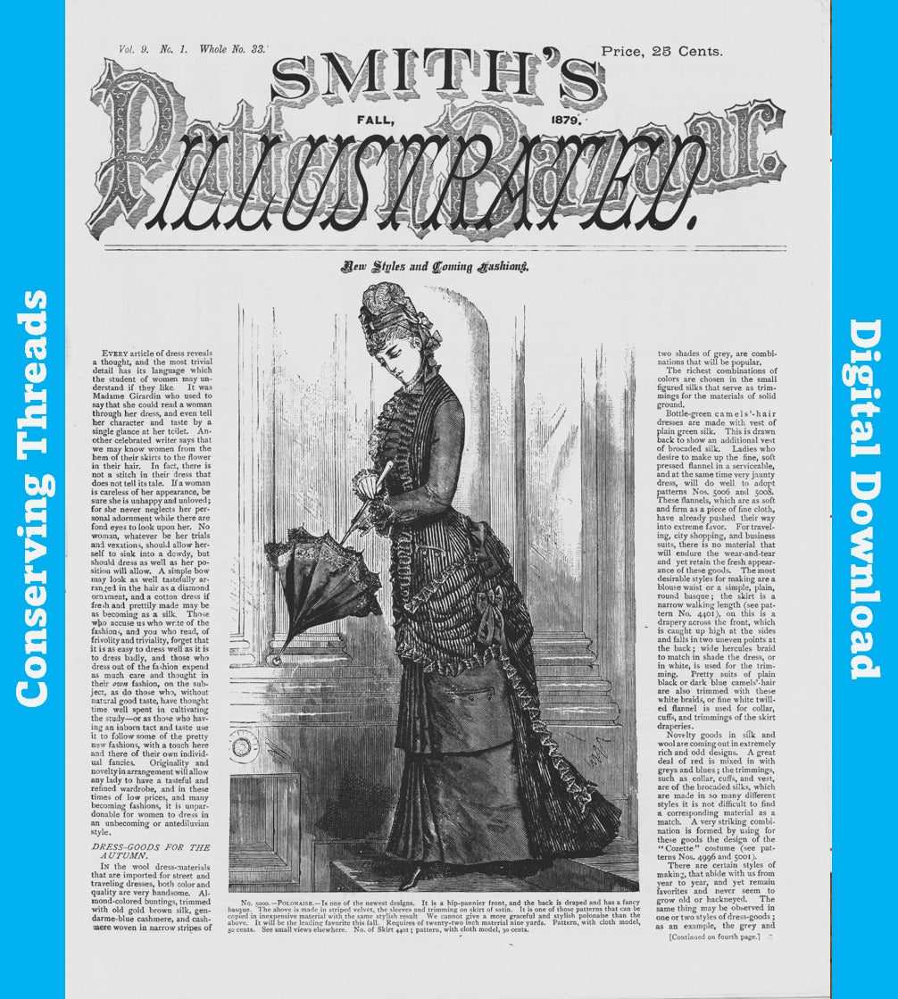 Smith's Illustrated Pattern Bazaar Quarterly, 1879 Fall, Vol 9 No 1, E-book INSTANT DOWNLOAD.📥.