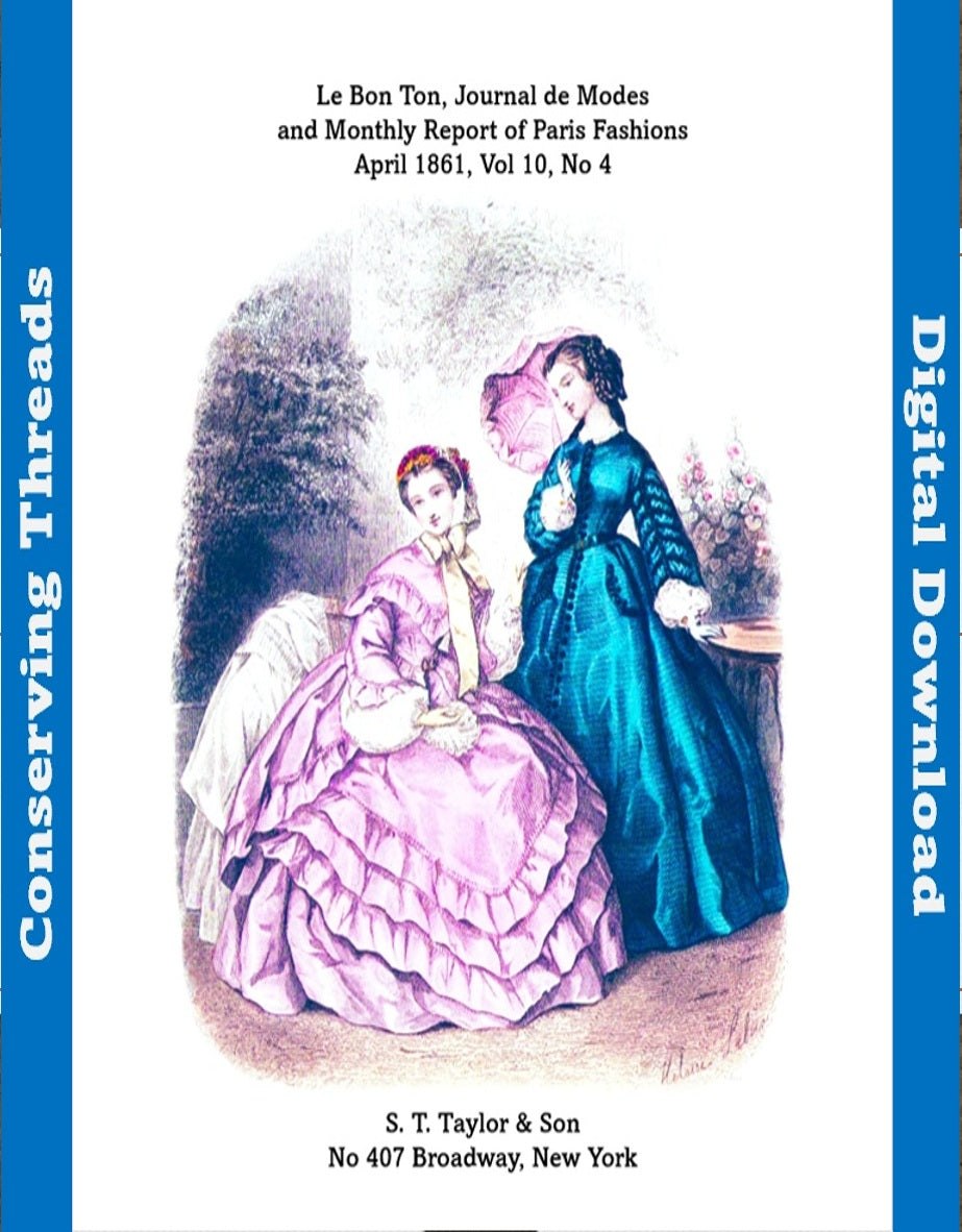 Le Bon Ton Journal de Modes. 1861 April, Vol 10, No 4. Catalog. E-book DOWNLOAD.📥
