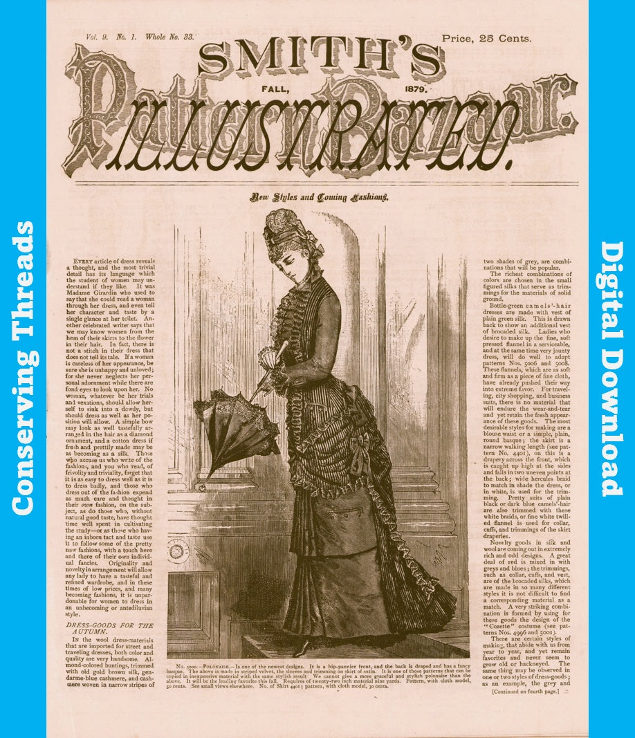 Smith's Illustrated Pattern Bazaar Quarterly, 1879 Fall, Vol 9 No 1, E-book INSTANT DOWNLOAD.📥.