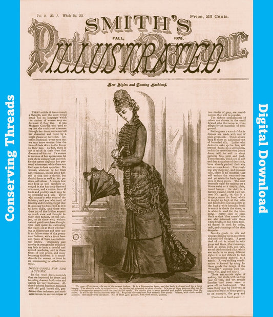 Smith's Illustrated Pattern Bazaar Quarterly, 1879 Fall, Vol 9 No 1, E-book INSTANT DOWNLOAD.📥.