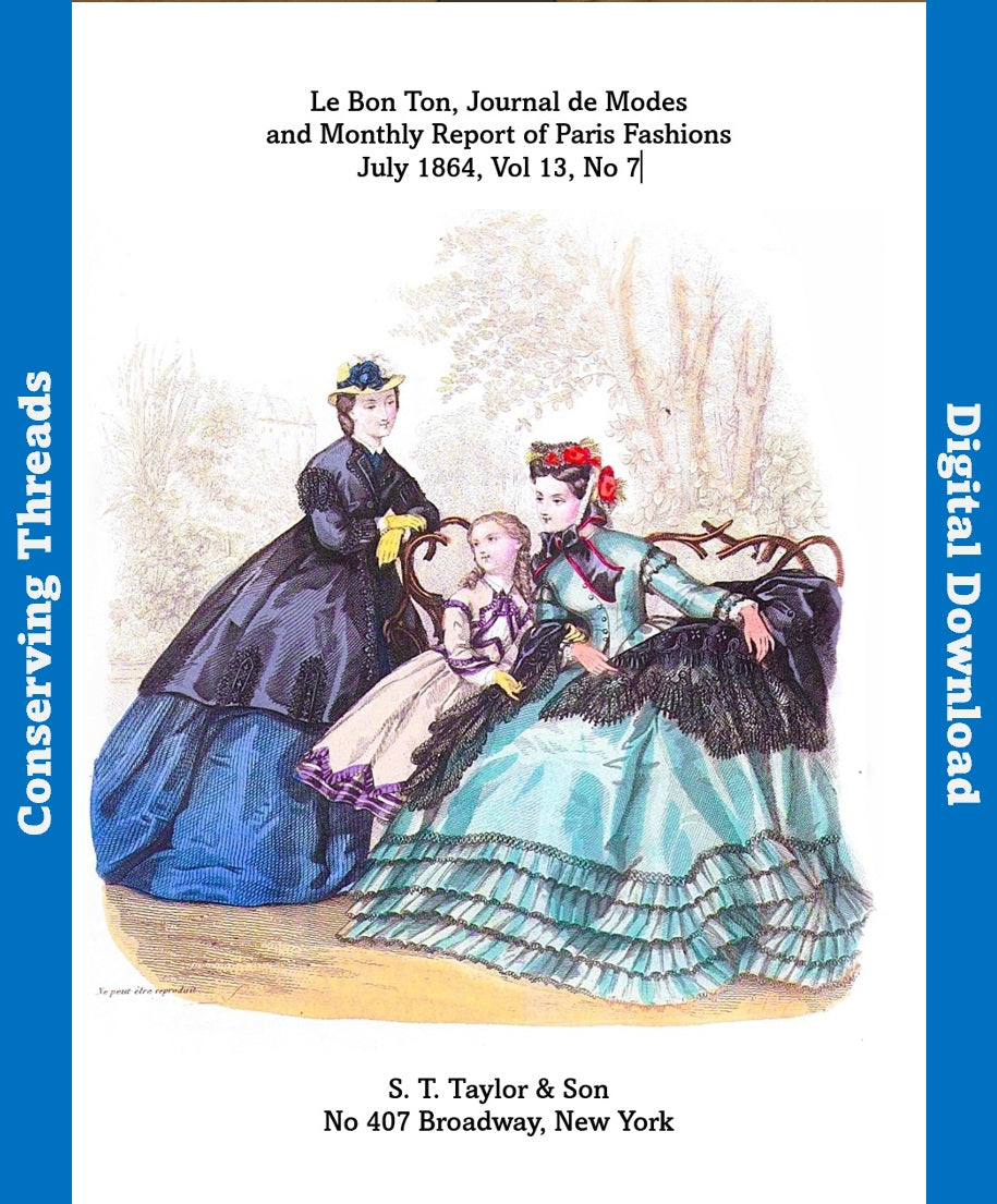 Le Bon Ton Journal de Modes. 1864 July, Vol 13, No 7. Catalog. E-book DOWNLOAD.📥