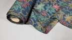 Roll Pre-War Japanese Textile Cotton Fabric Kimono Blue Stamp Celadon Yuki