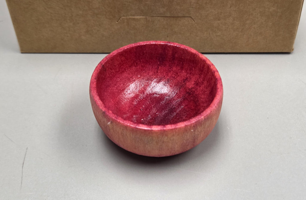 Spin Cotton Fiber Kit. Natural Upland Cotton Sliver. Hand-Painted Wood Support Bowl and Brass Tahkli Spindle. SK47 Pink Salmon