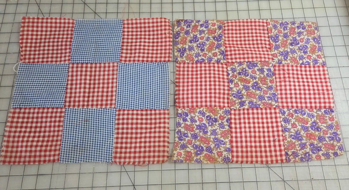 10 x Vintage Patch Quilt Blocks Unfinished Squares. 1920s - 1940s Hand Stitched