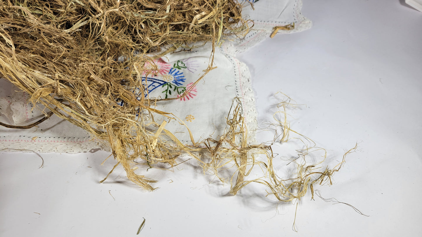 Hemp Fiber Raw UnCombed. USA Grown. 1/2 pound (8 oz). Green Decorticated. Unretted and with Hurd.