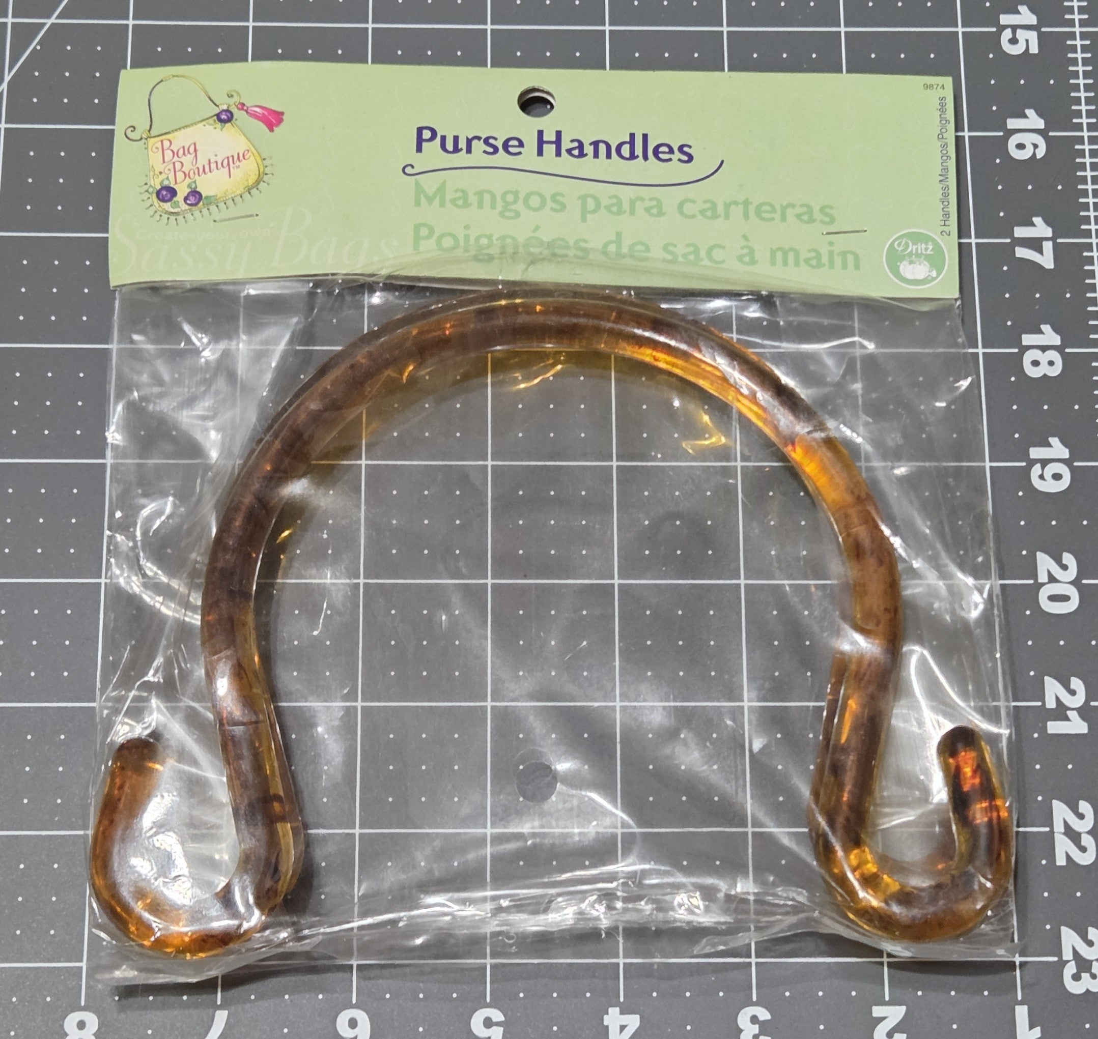 Purse Handle NIB Pair Curved Bag Boutique Plastic Brown 13 cm 5 inches