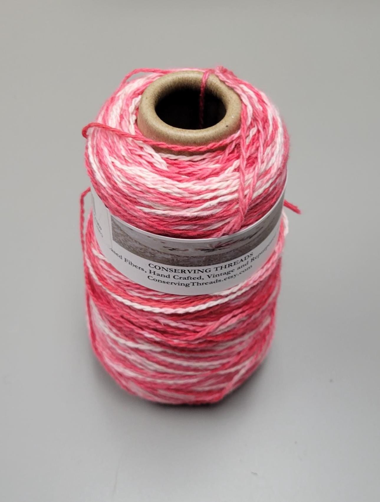 USA Cotton Yarn, Small Batch Dyed Variegated Red. Fingering Weight. 340 Yards. Cone