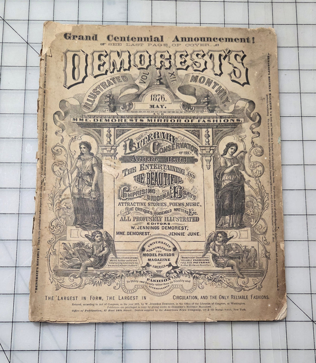 Demorest's Mirror of Fashion 1876 May Stories, Gowns, Painted Plates Original