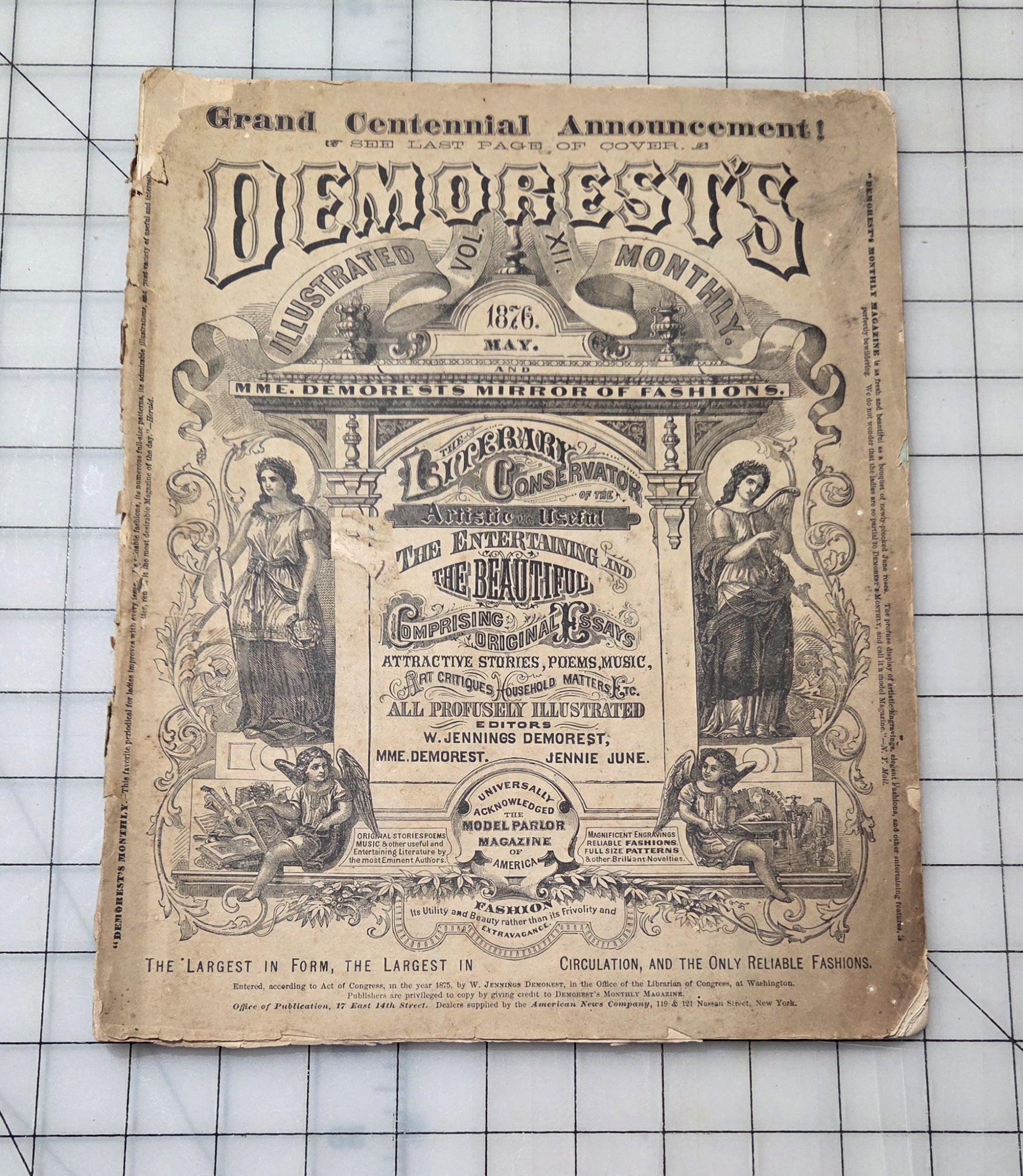 Demorest's Mirror of Fashion 1876 May Stories, Gowns, Painted Plates Original