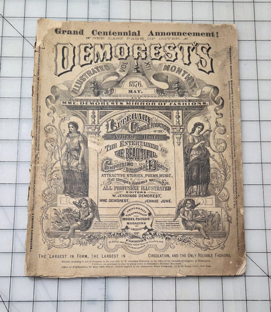 Demorest's Mirror of Fashion 1876 May Stories, Gowns, Painted Plates Original