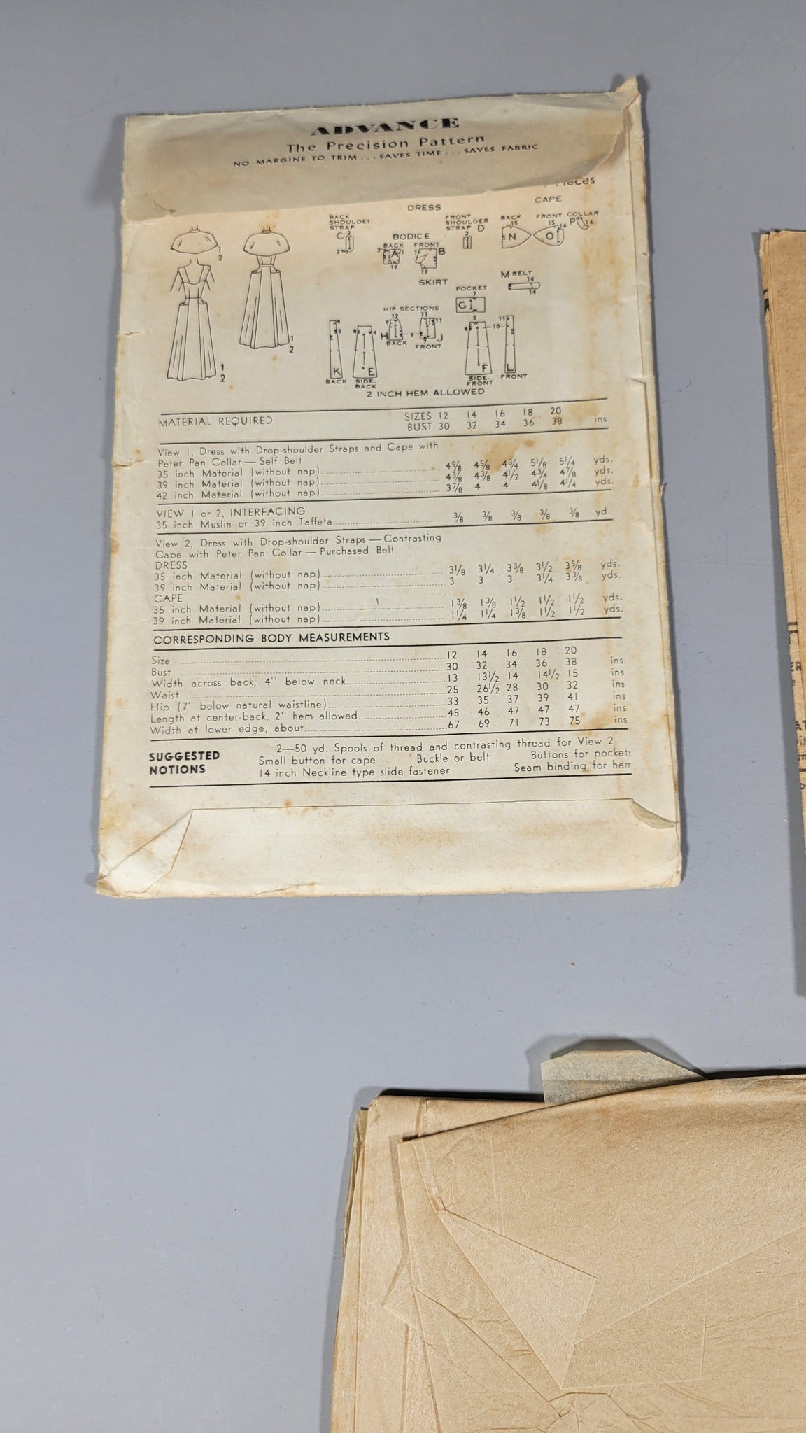 Advance 5511 Sewing Pattern, Unprinted, ca 1950s