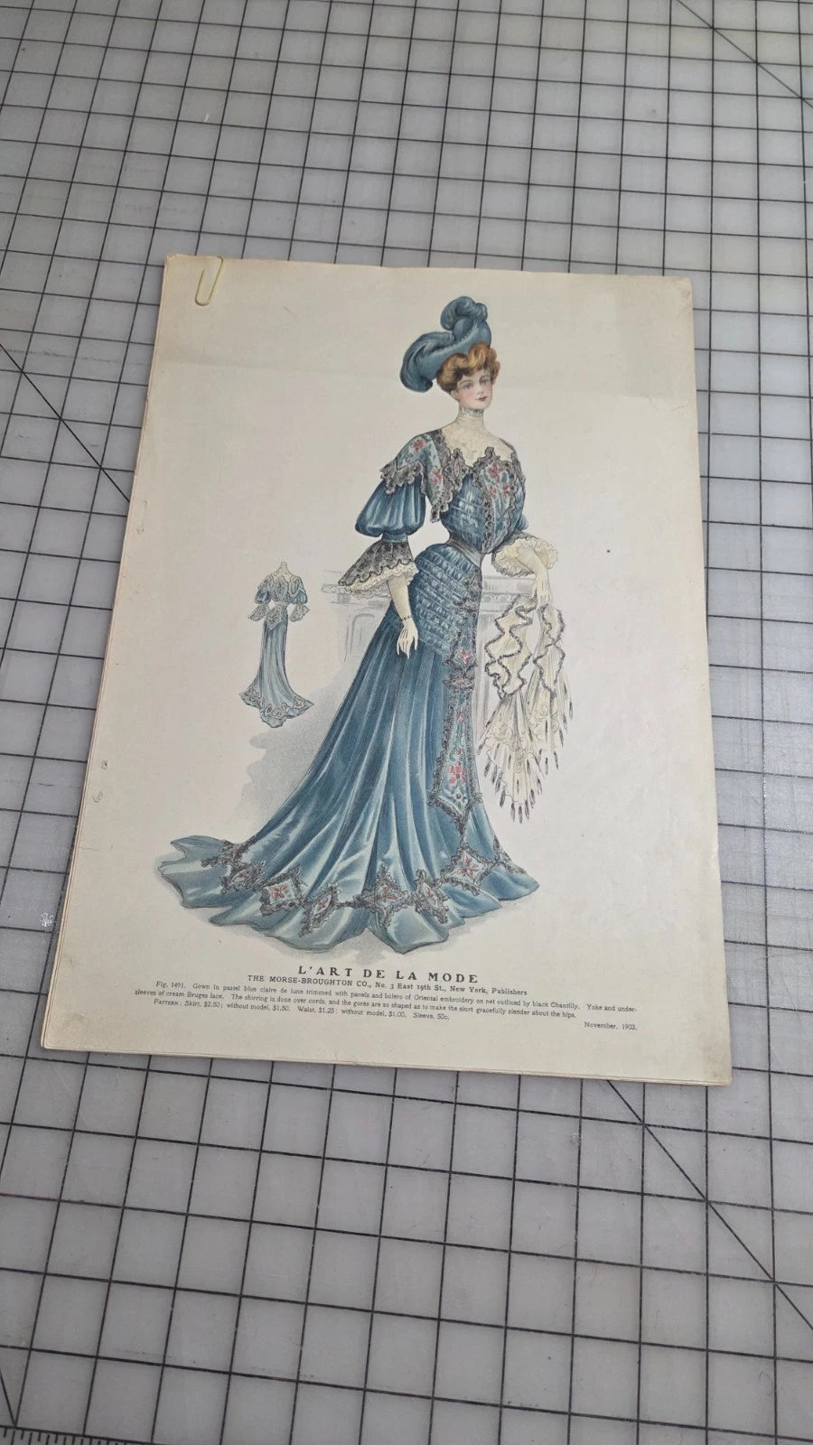 6 Original Antique Color Fashion Plates, L'Art de la Mode August 1904 Catalog