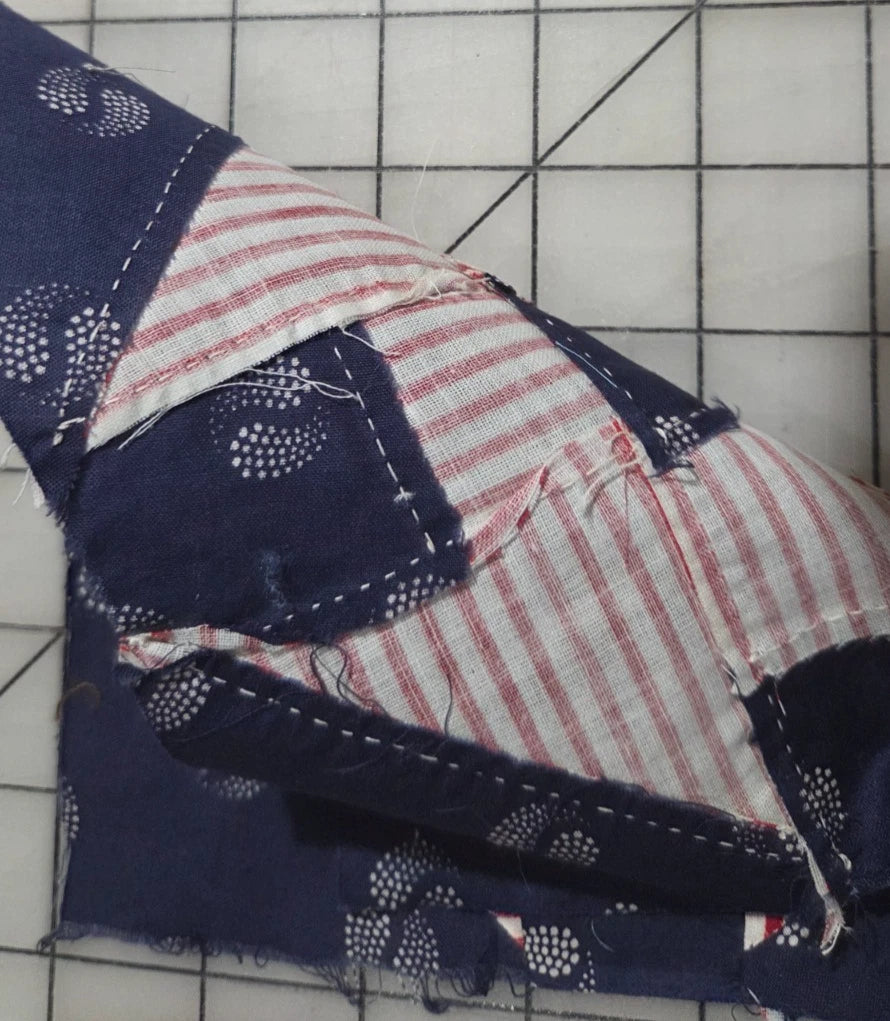 10 Vintage 7" Patch Quilt Blocks Unfinished Squares. 1910s - 1950s Hand Stitched