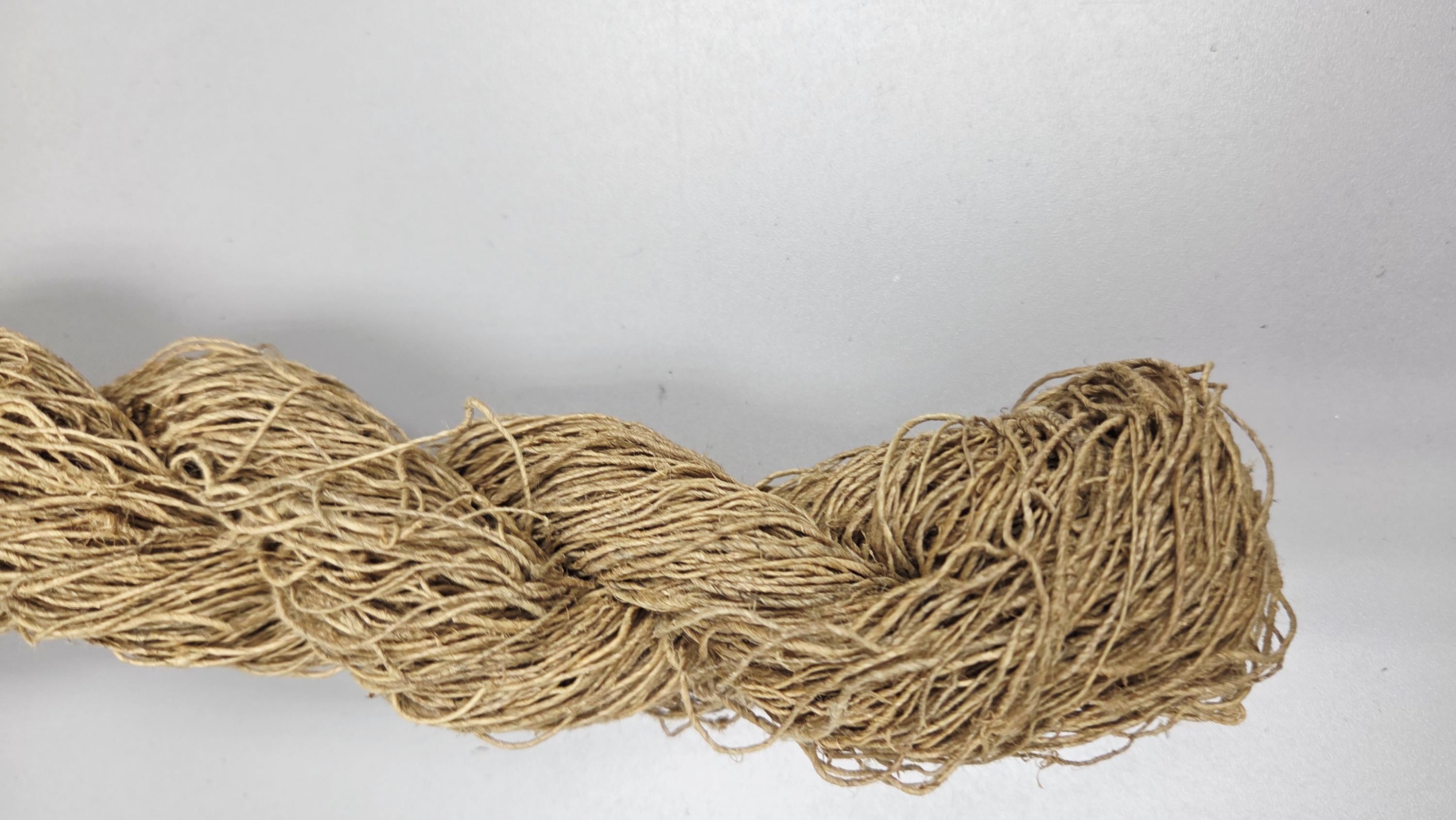 Yarn Hemp, 240 Yards, Light Yellow - Osage Orange Dyed. Hand-Spun Skein.