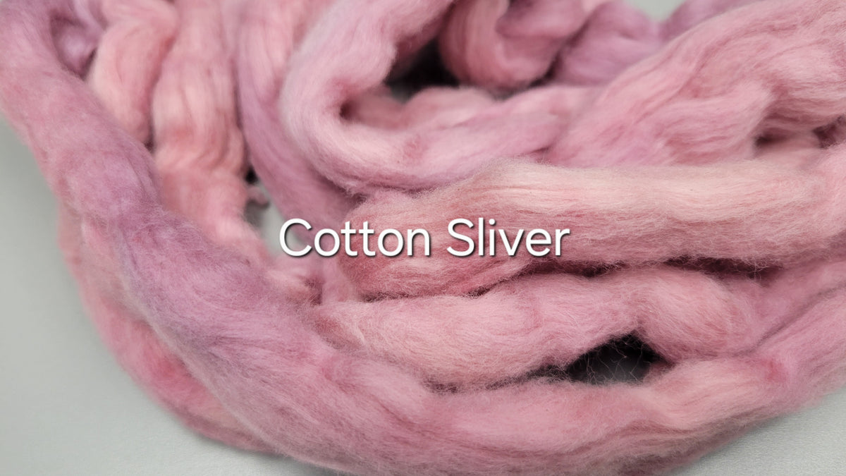 Cotton, 1/2 oz (0.5 ounce) Dyed Conventional Cotton Sliver, Small Batch Studio Dyed (Mauve 7-25)