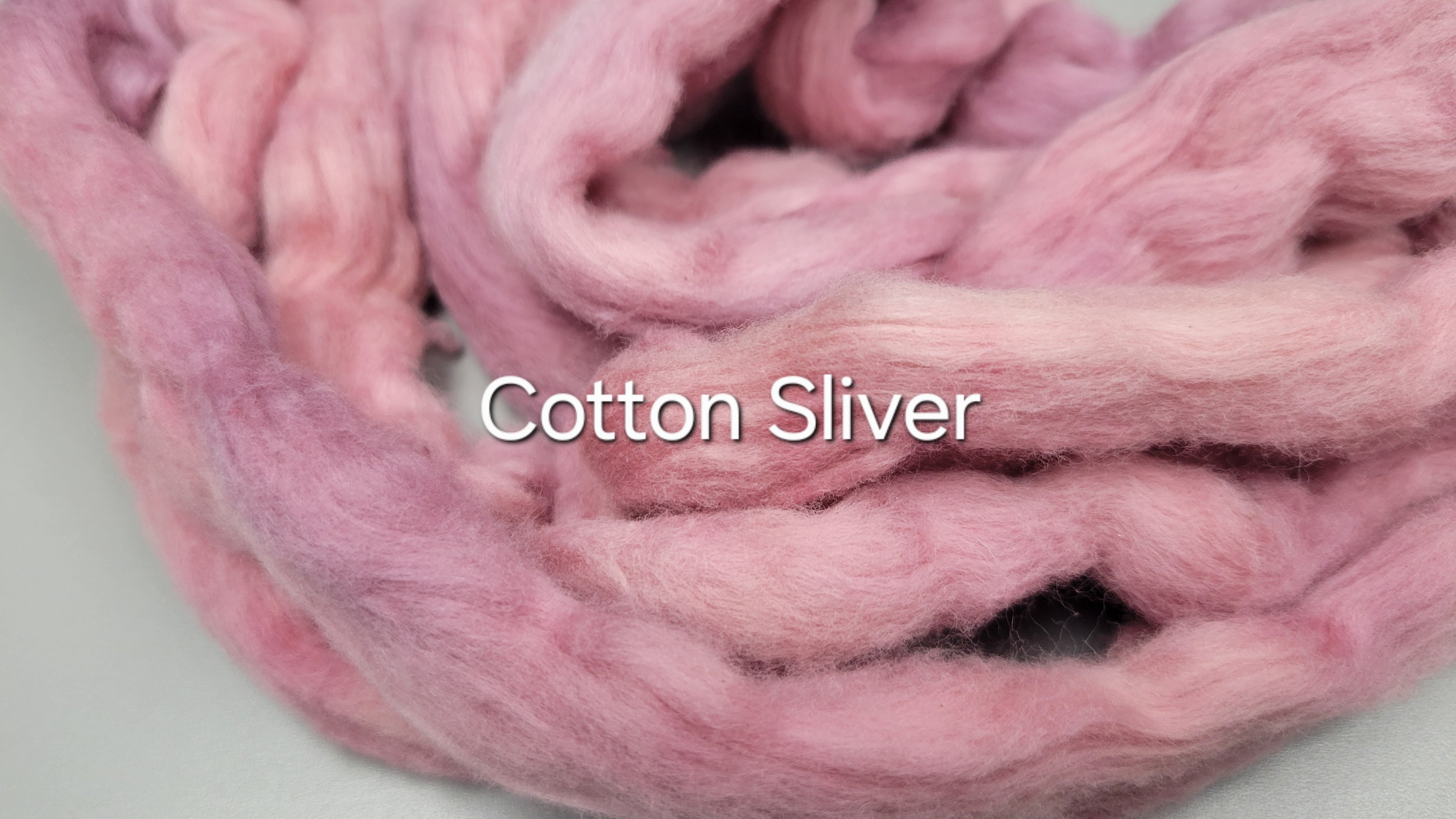 Cotton, 1/2 oz (0.5 ounce) Dyed Conventional Cotton Sliver, Small Batch Studio Dyed (Mauve 7-25)