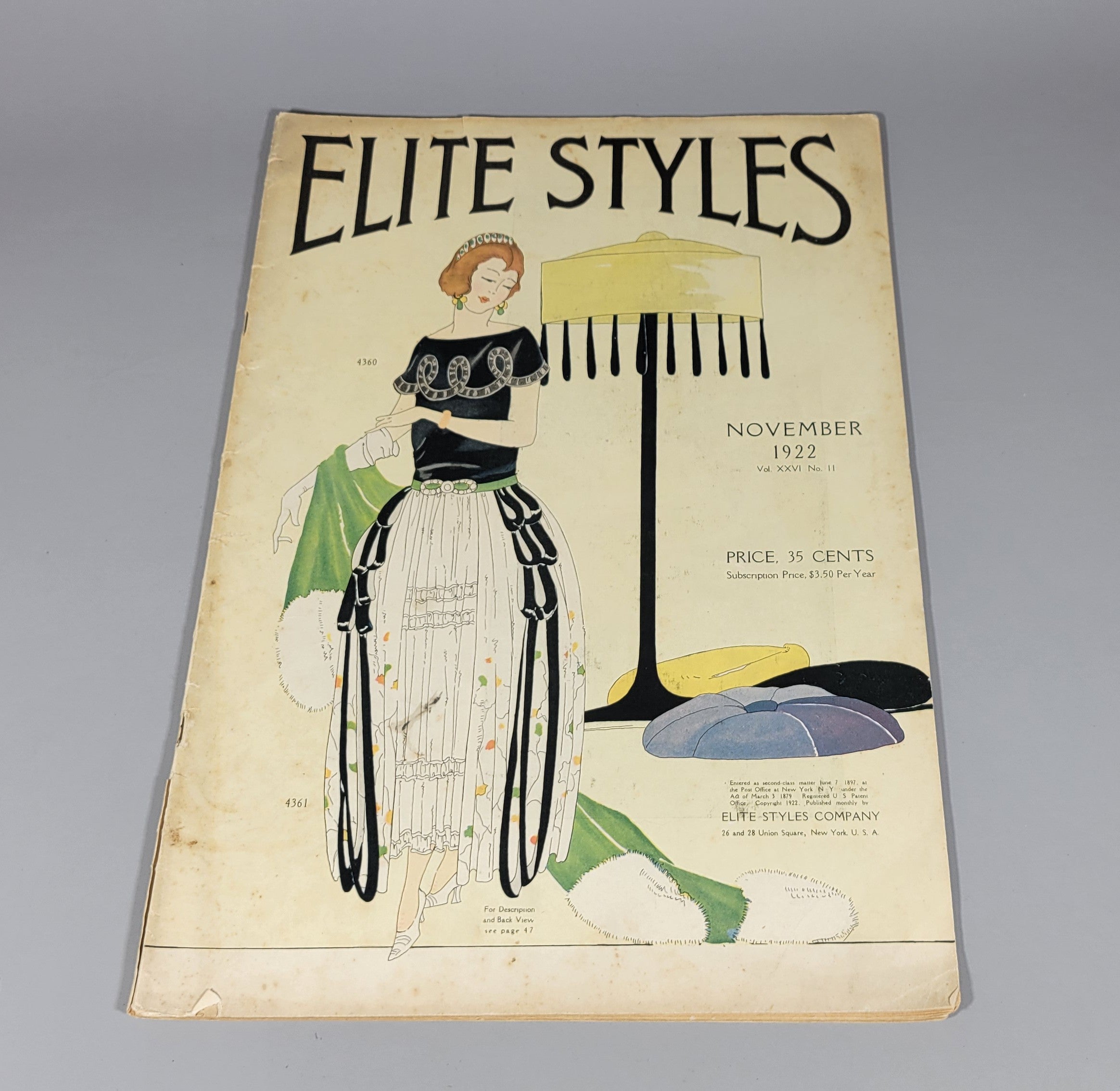 Elite Styles, 1922 November Original Dressmaker Tailor Fashion Catalog