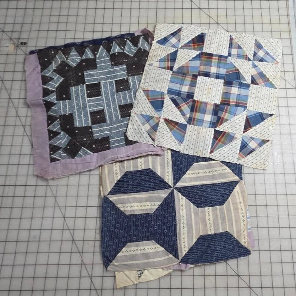 8 - Vintage Patch Quilt Blocks Unfinished Squares. 1900s - 1920s Hand Stitched