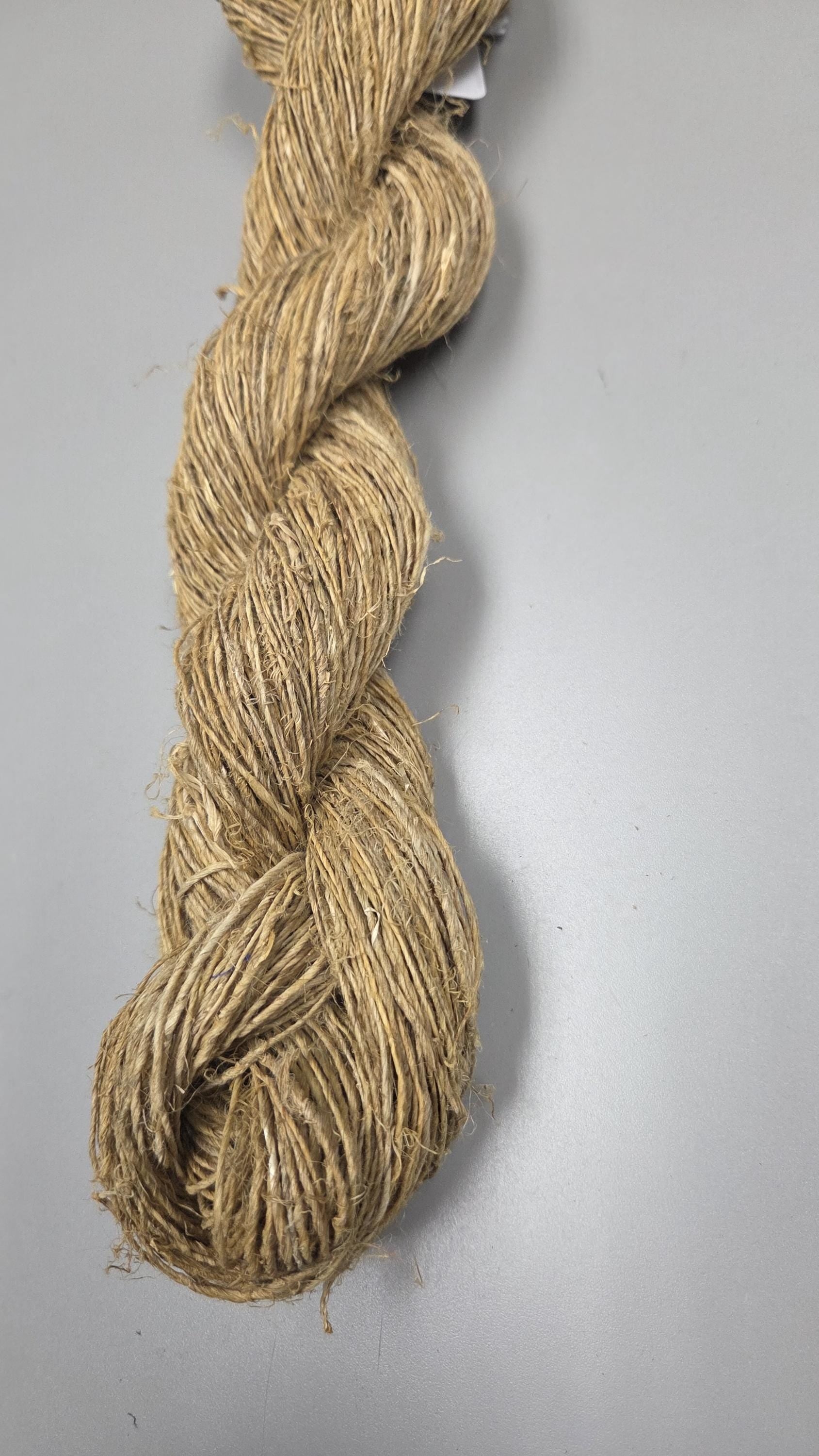 Hemp Yarn, 195 Yards, Light Yellow (Osage Orange) Dyed. Hand-Spun Skein.