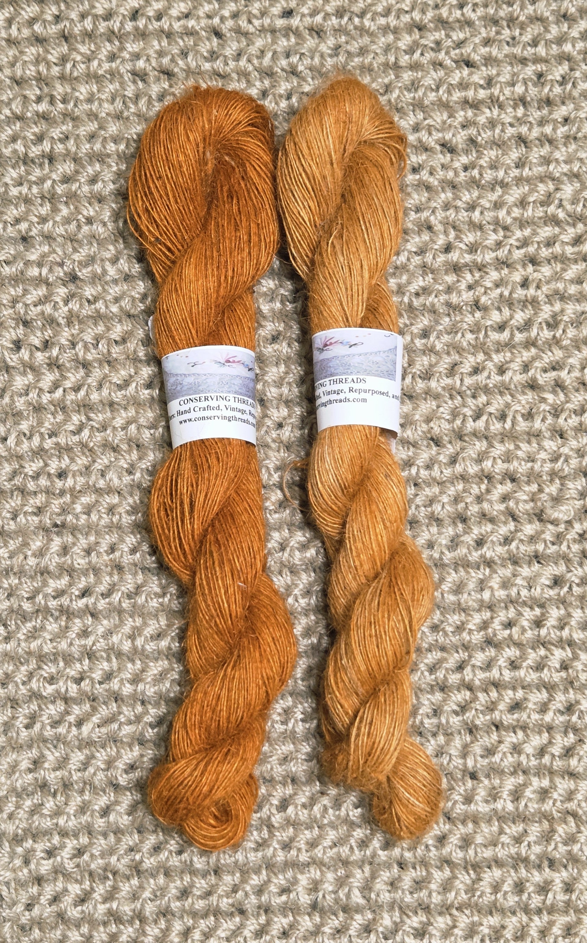 Yarn Jute. Skein. Lace Weight. Small Batch Dyed. 200 Yards. Orange