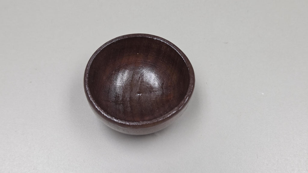 Spin Cotton Fiber Kit. Natural Upland Cotton Sliver. Hand-Painted Wood Support Bowl and Brass Tahkli Spindle. Brown