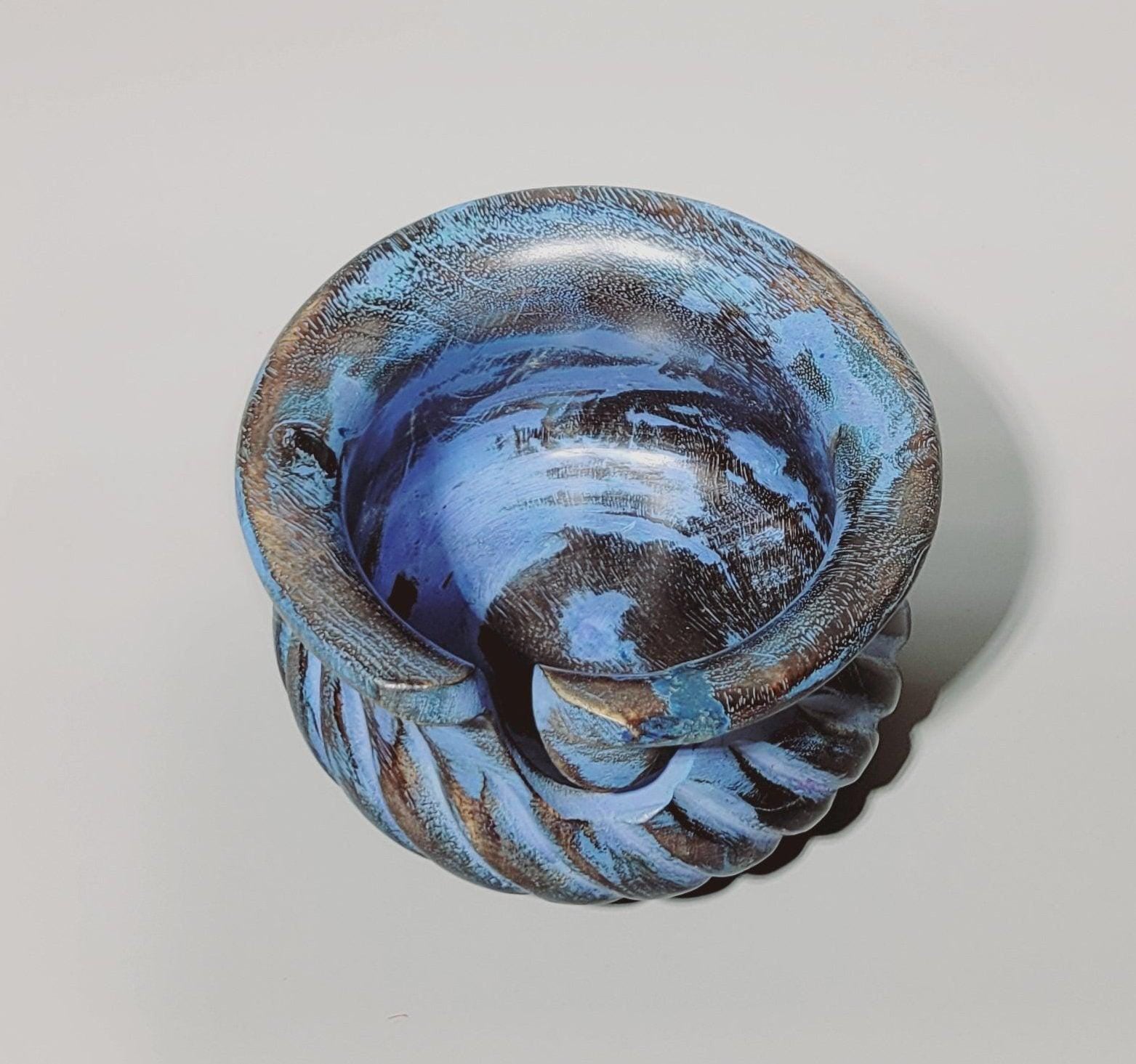 Yarn Bowls Purple (Blue) Hand Carved from Reclaimed Mango Wood