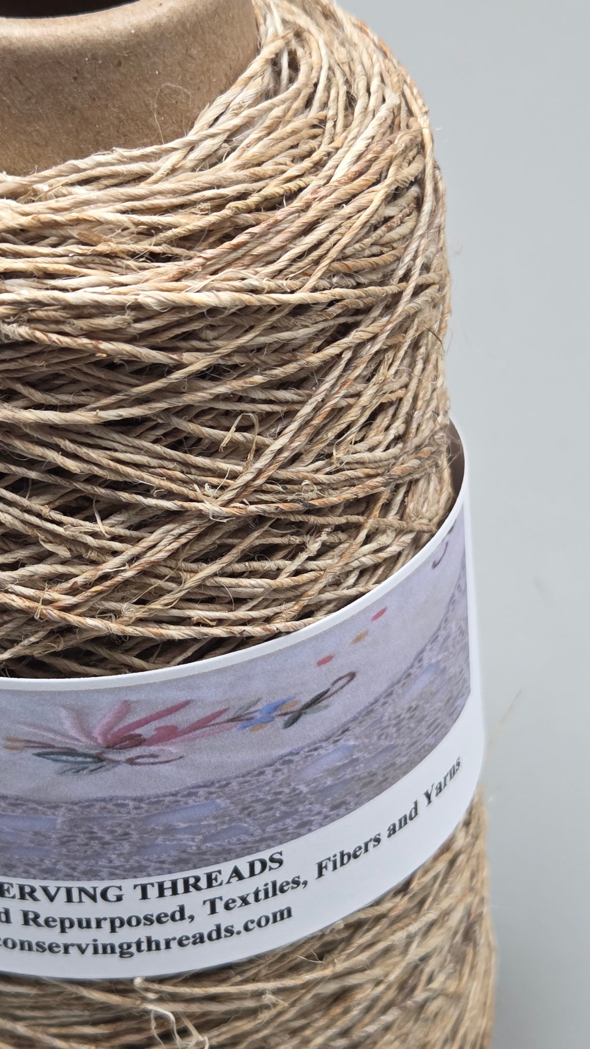 Hemp Yarn, 250 Yards. Hand-Spun Cone. Natural Fiber.