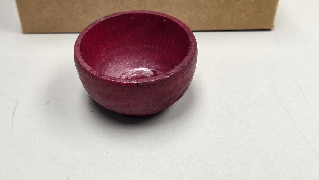 Spin Cotton Fiber Kit. Natural Upland Cotton Sliver. Hand-Painted Wood Support Bowl and Brass Tahkli Spindle. SK19 Red