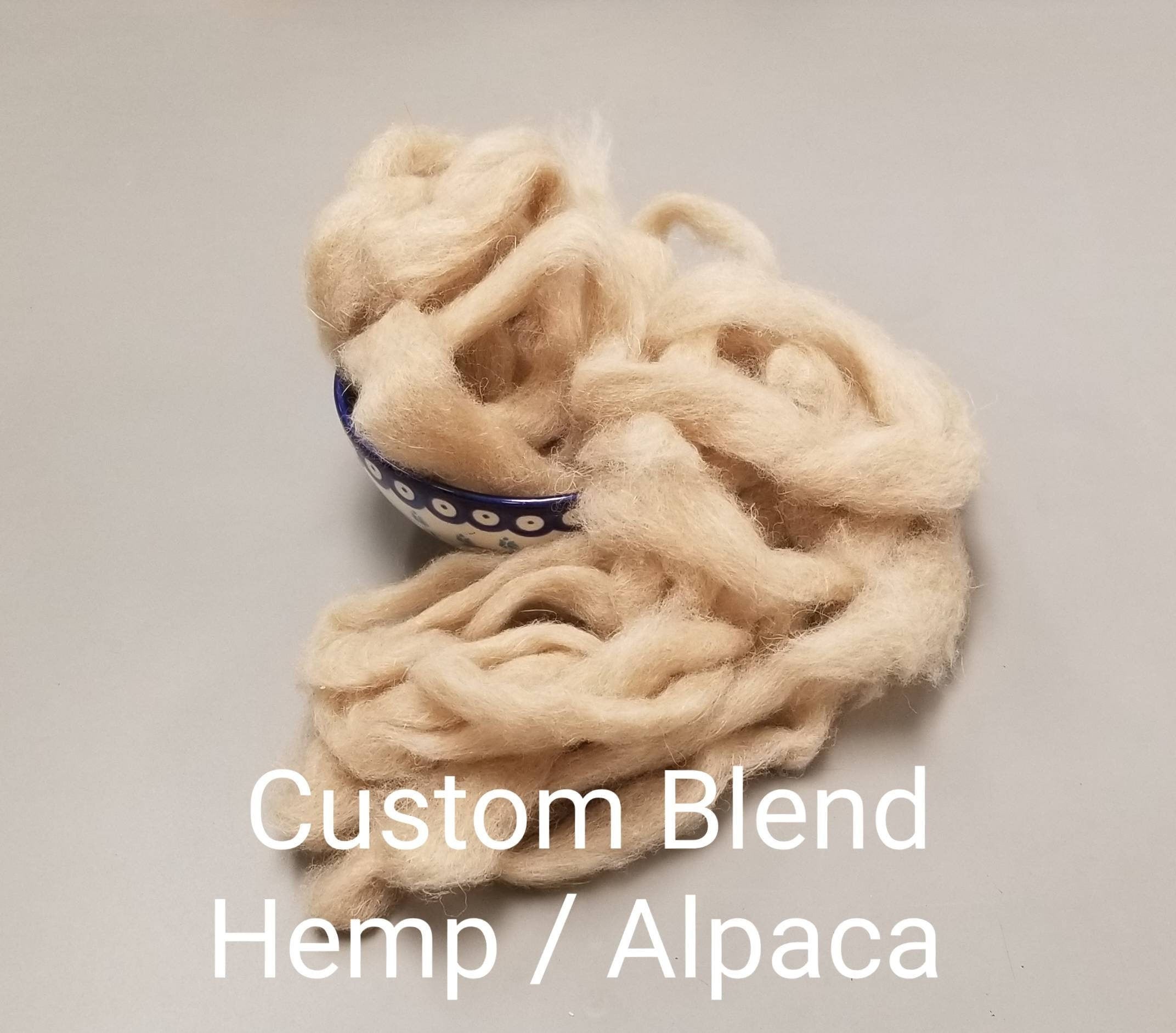 2 oz Hemp / Alpaca Custom Blend Fiber Sliver, Light Brown Card Roving ...