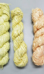 Banana. Reclaimed Yarn. Hand-Spun Fibers Upcycled. Yellow, Gold, Orange, Pink and Red