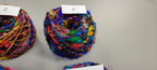 Reclaimed Silk Yarn. Art Yarn. 3.5 ounce. Hand-Spun Black and Rainbow. Recycled Yarn. 2nd Chance Fiber Yarn Bundle.