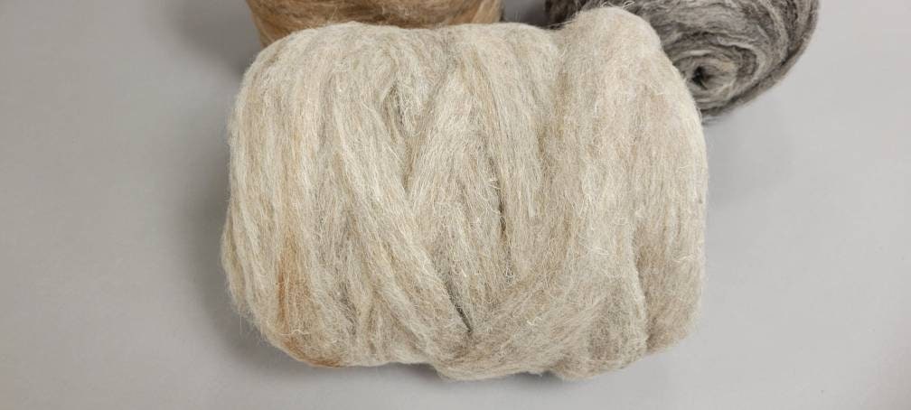 Hemp, Alpaca and Wool Fiber - Custom Blend Pin Draft Roving (20/50/30) Light, Medium, Dark Colors. Great for Weaving, Fiber Arts, Knitting