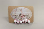 Stitch Markers. Set of 6. White and Pink Glass Beads Cancer Awareness Ribbon Metal Clasp.