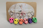Stitch Markers. Set of 6. Rainbow Ghosts. Metal hook.