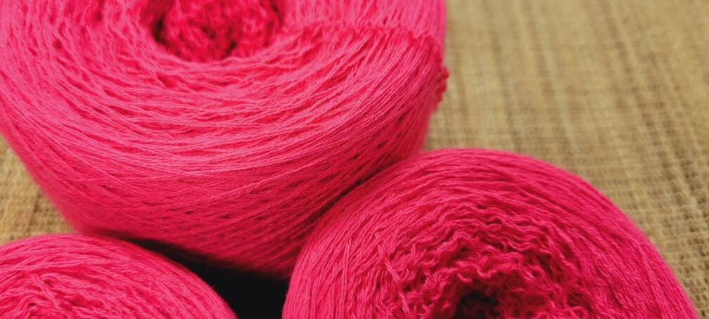 Reclaimed Cotton Hot Pink Thread. Repurposed Recycled Sweater Yarn. Thread or Lace Weight. Great for Upcycle Projects.