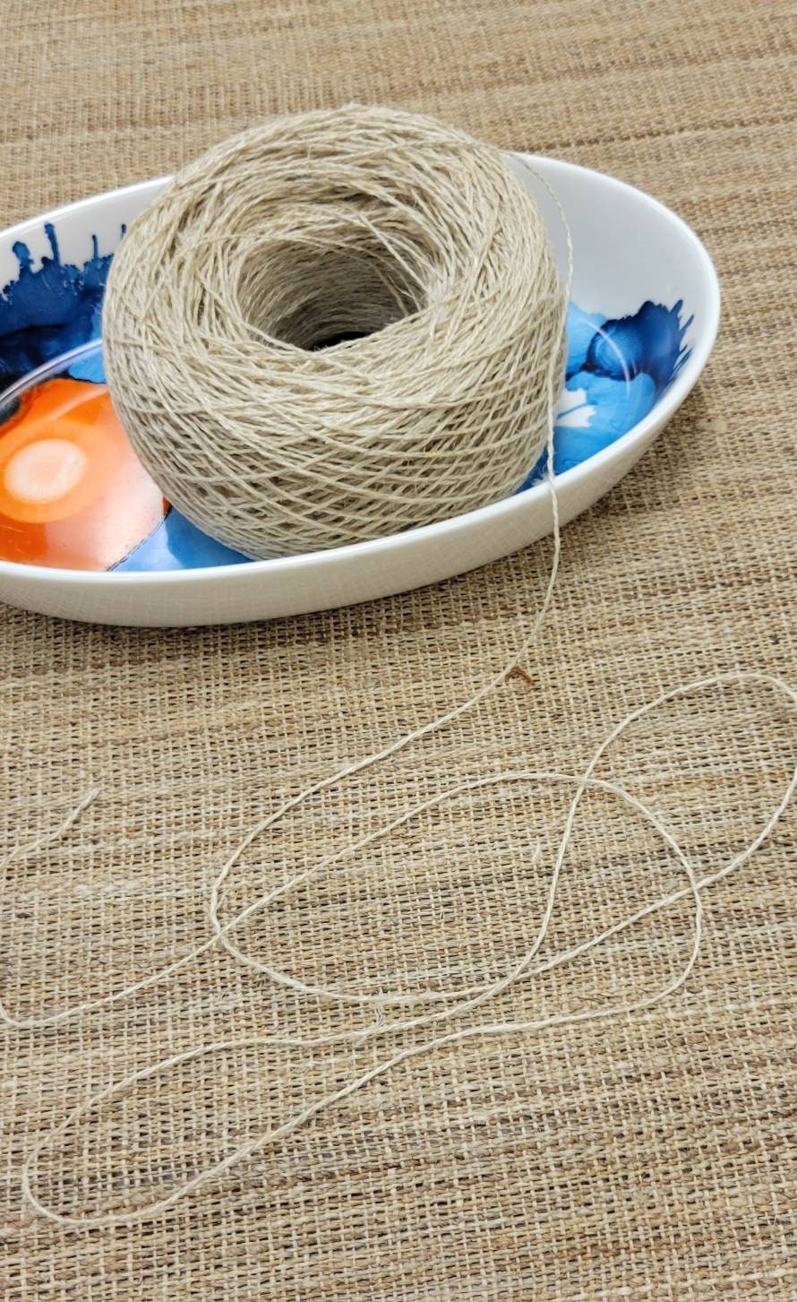 Hemp Yarn 2-ply, 250 Yards. Maroon Natural Fine Twine. Great for Kitting, Crochet, Craft, Fiber Arts