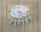 Recycled Glass Stitch Markers. Set of 6. Light Blue Green Glass Beads from Recycled Soda Bottles. Metal hook. Crafts, Fiber Arts, & Knitting