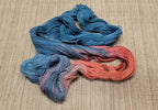 Dyed Cotton / Linen Blend Yarn. Blue and Red. Fingering Weight. Great for knitting, crochet, and weaving. Assigned Pooling.