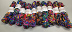 Set 10 Reclaimed Silk Yarn Skeins. Art Yarn. Hand-Spun Black and Rainbow. Recycled Yarn. 2nd Chance Fiber Yarn Bundle.