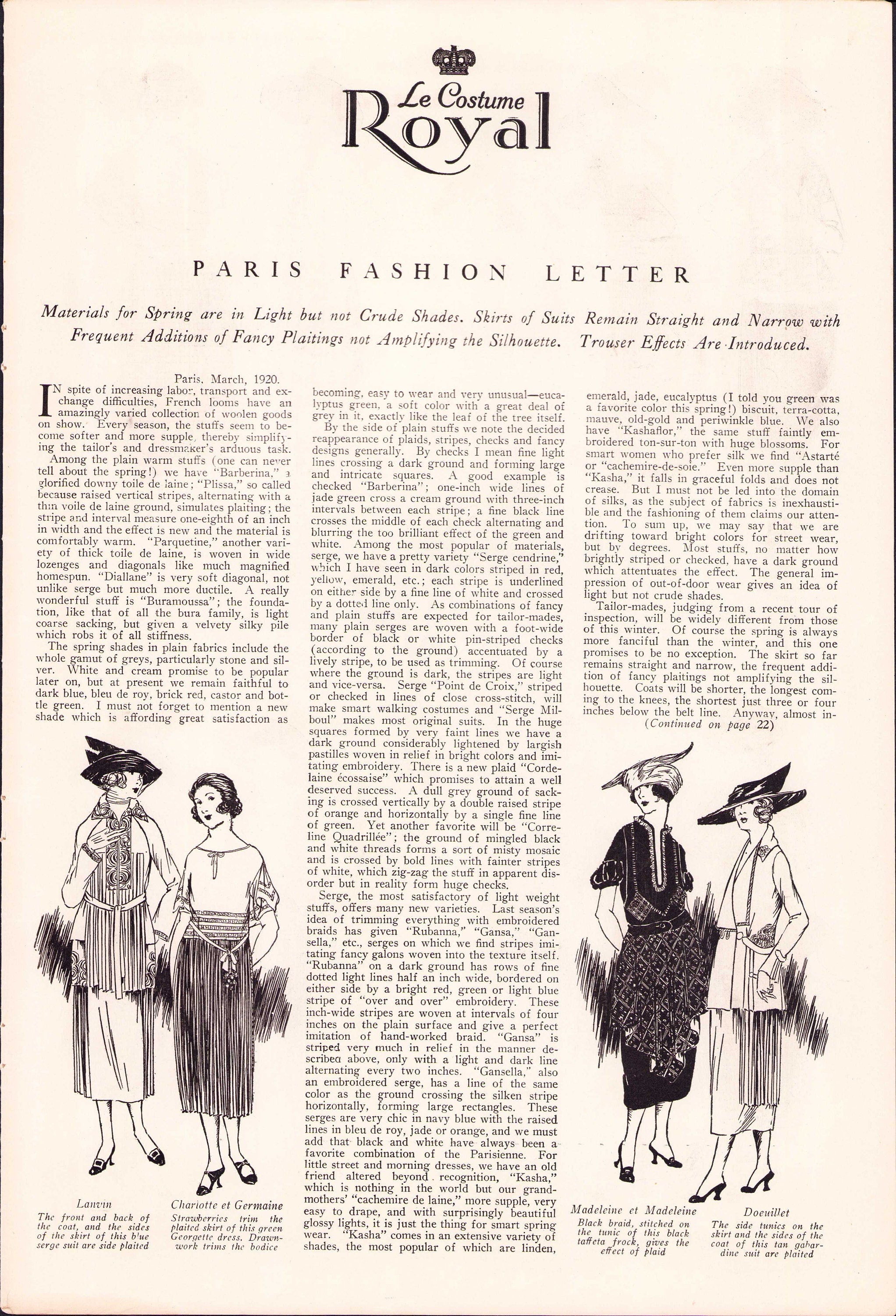 1920 Le Costume Royal May, Pattern Catalog E-book INSTANT DOWNLOAD 1920s Women's and Children's Fashion Magazine, Vol 24, No 8.
