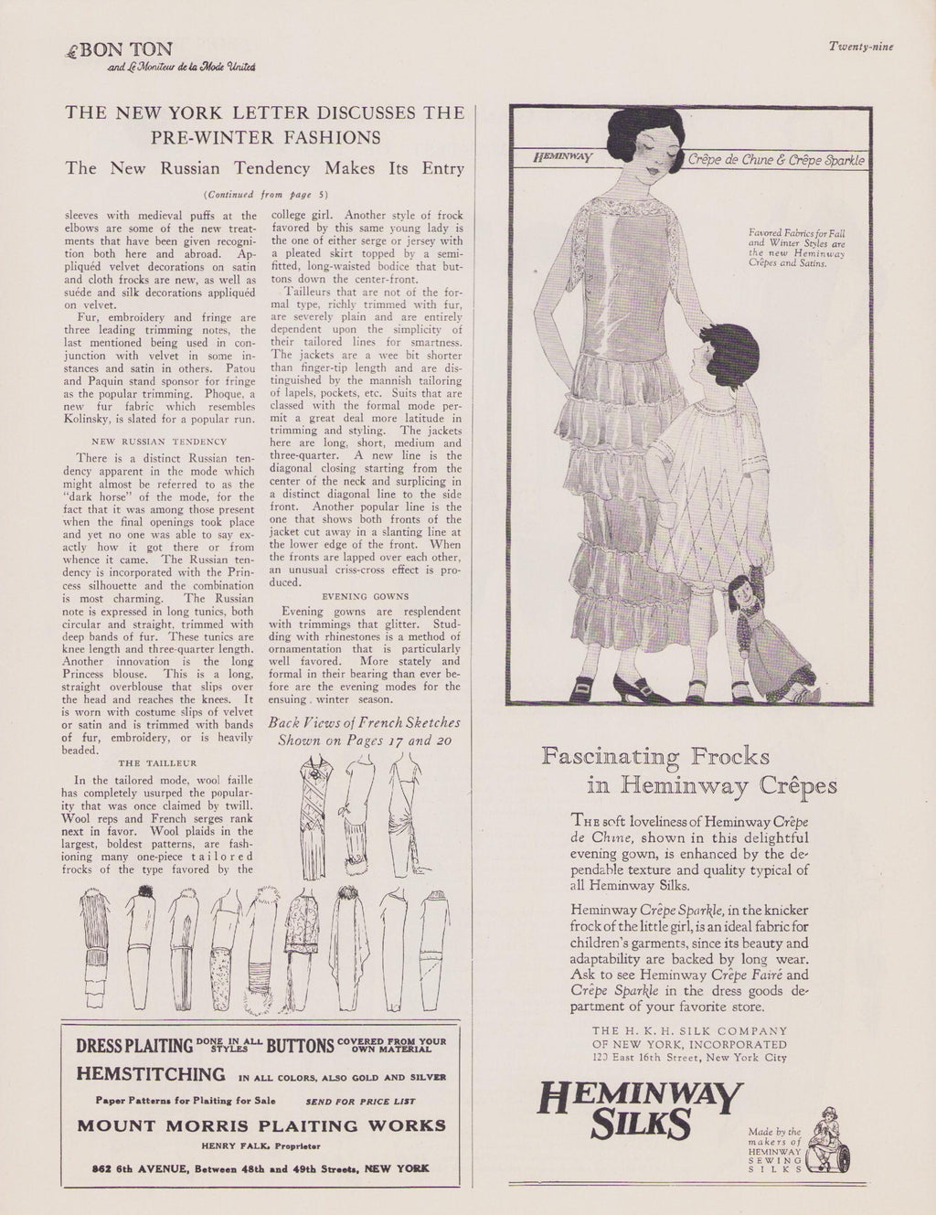 1923 Le Bon Ton Le Moniteur de la Mode United November. Catalog Monthly Report. Paris Fashions Ladies Dress, E-book DOWNLOAD, Vol 72 No 9.