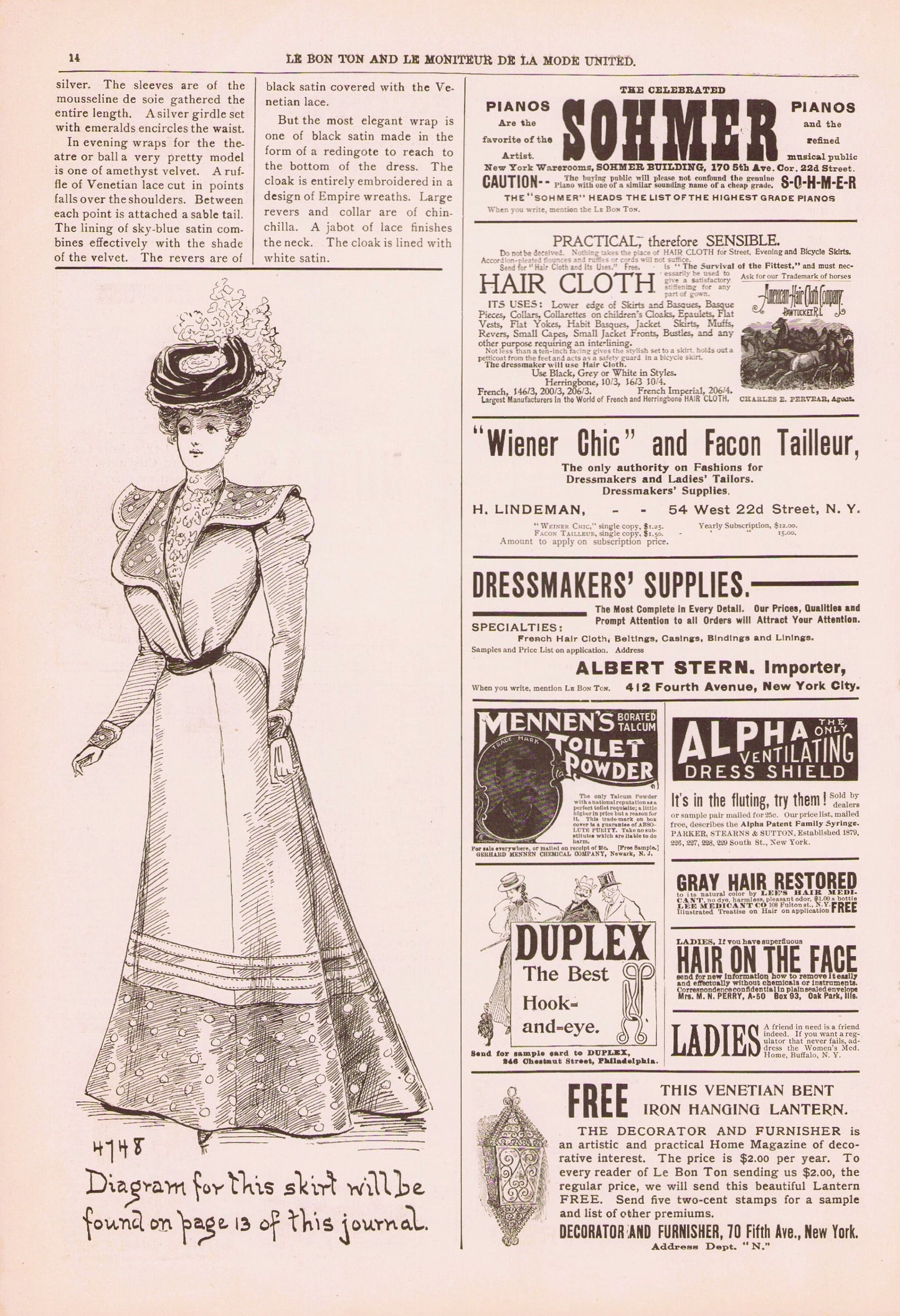 1898 Le Bon Ton Le Moniteur de la Mode United April. Catalog Monthly Report. Paris Fashions Ladies Dress, E-book DOWNLOAD, Vol 47 No 4.