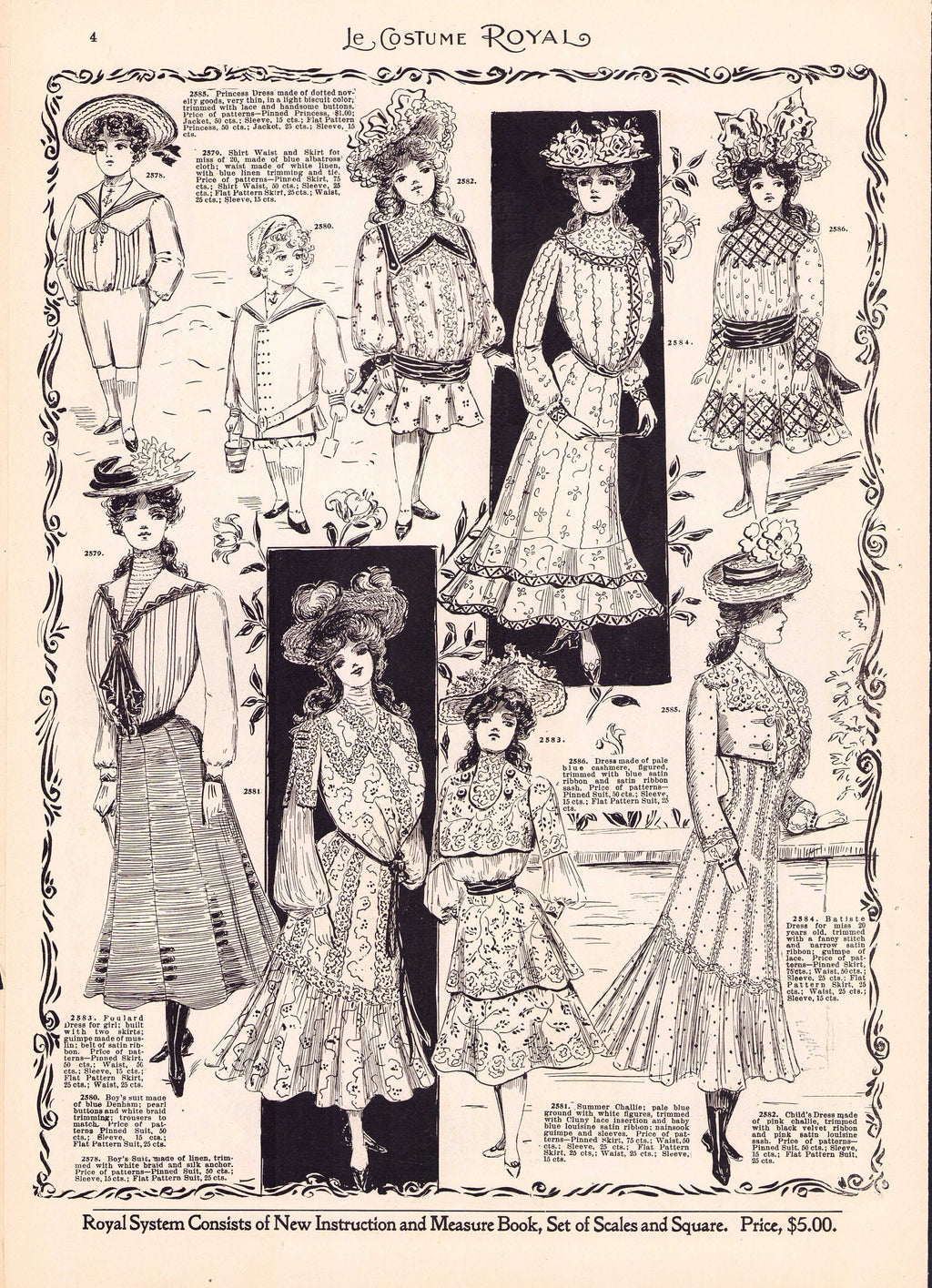 1901 Le Costume Royal April, Royal Pattern Co. Mail Order Catalog E-book INSTANT DOWNLOAD 1900s Ladies' Fashion Magazine, Vol 5, No 7.